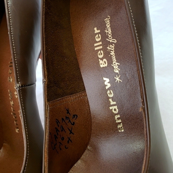 Vintage Andrew Gellar Leather Brown Pumps 7AAA EU In Bix - Picture 9 of 13